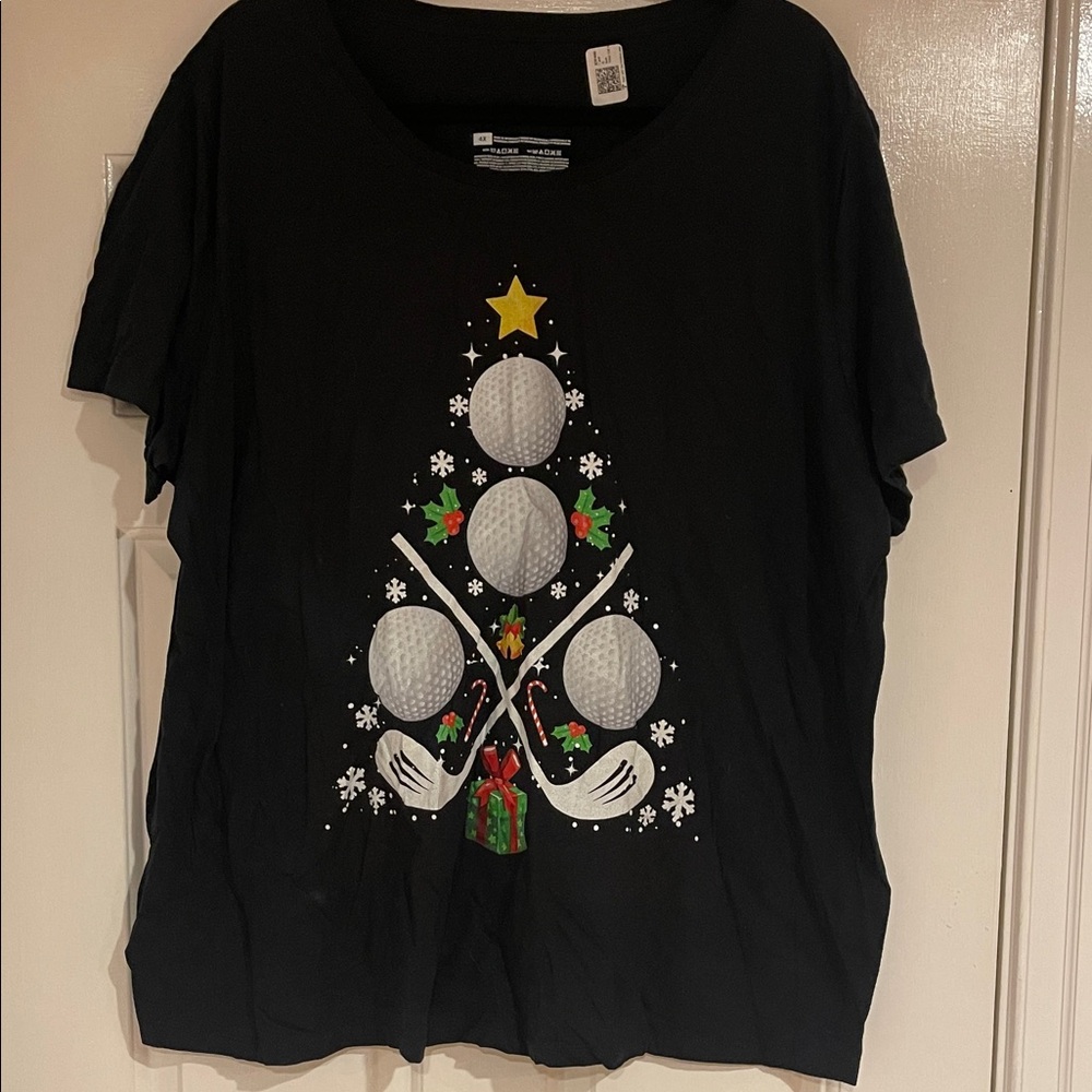 Black Christmas Golf Graphic T-Shirt women’s nwt 4X